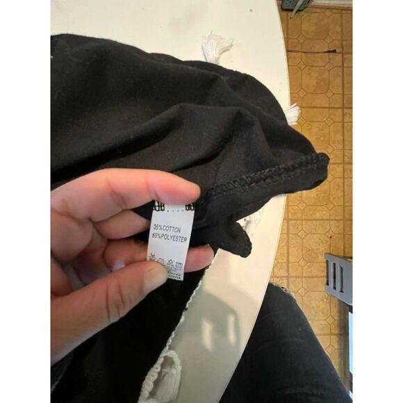 Plus Size Off Shoulder Boho Tassel Blouse Black White Trim 2X oversize - Picture 6 of 9